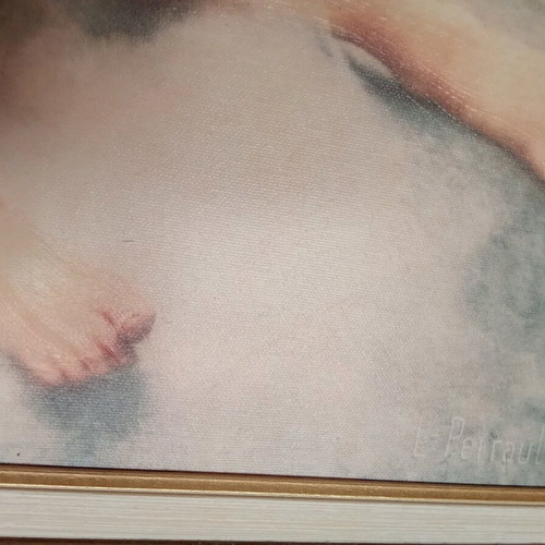 Painting very large with golden frame in excellent condition