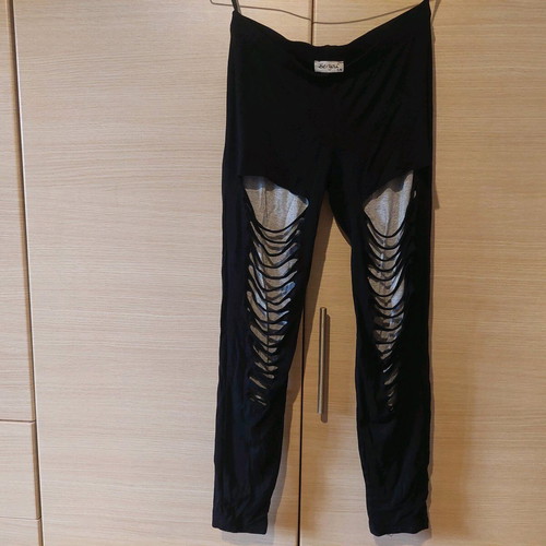 Be You black and gray leggings with rips like new S/M
