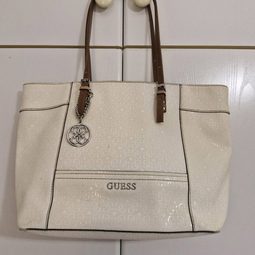 Guess bag large like new, white with charm