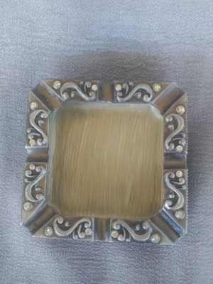 Ashtray with enamel and rhinestones No 7 like new