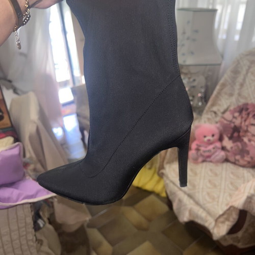 Sock boots size 37 black with high thin heel like new