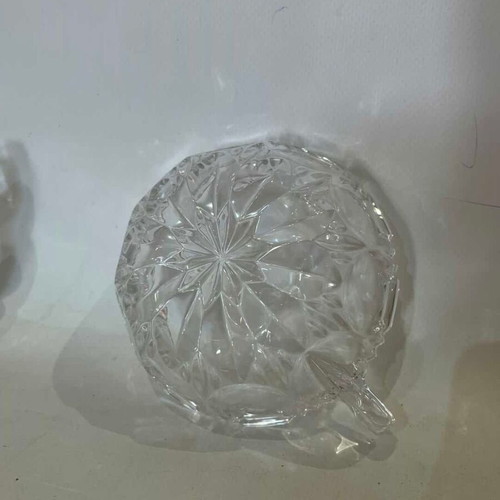 Vintage crystal bowls set of 6 with handles used, engraved designs