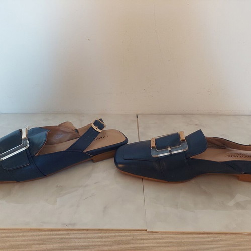 Chaniotakis leather ballerinas blue, like new