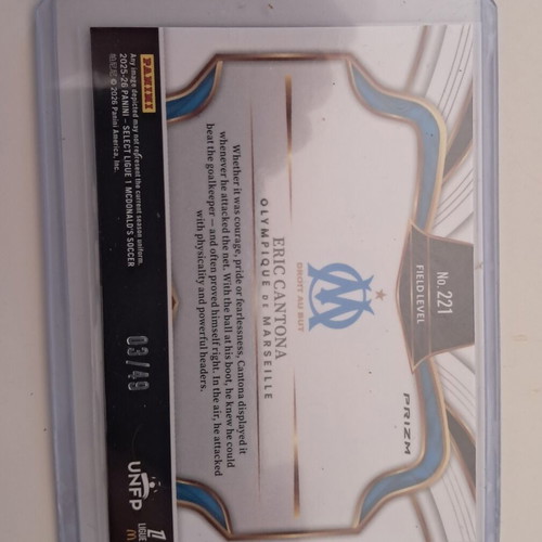 2025-26 Panini Select Eric Cantona Marseille Field Level Silver Prizm card