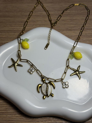 Handmade necklace from steel, gold color, new