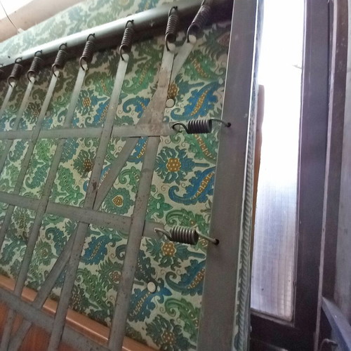 Single bed used, length 2.18 m, wood frame with mattress