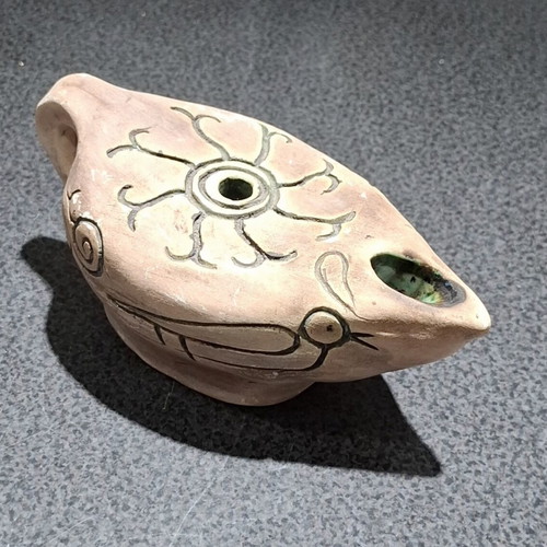 Handmade Clay Lamp decorative replica of Late Antiquity, like new