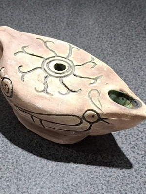 Handmade Clay Lamp decorative replica of Late Antiquity, like new