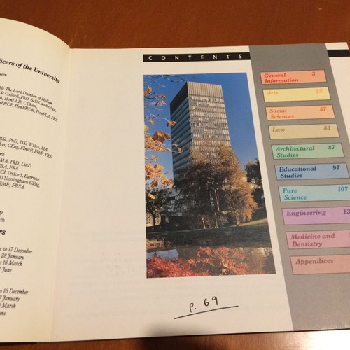 University of Sheffield Postgraduate Prospectus used 1994-1995