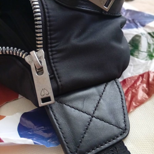 Moose Knuckles black leather hipbag crossbody bag