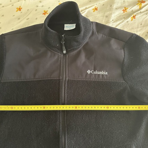 Columbia black fleece jacket with windproof lining, used, size M