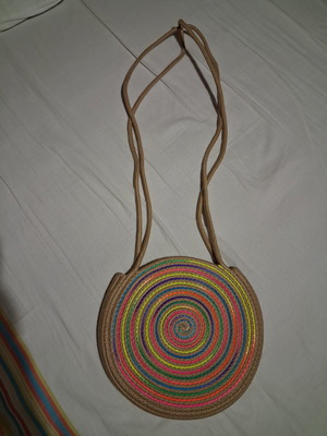 Straw shoulder bag, multicolored, 29cm x 26cm