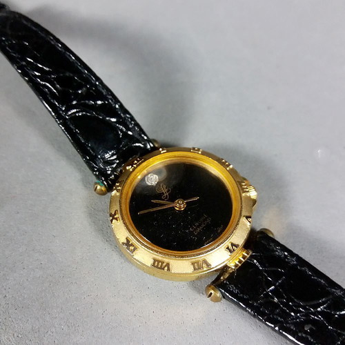 Leonard Genuine Diamond Vintage Gold-tone Quartz Women's Watch used