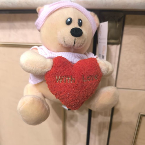 Plush teddy bear with heart “With Love” like new
