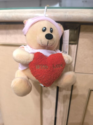 Plush teddy bear with heart “With Love” like new