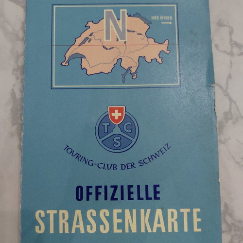 Vintage Switzerland Road Map used from Kümmerly+Frey 1950s-60s