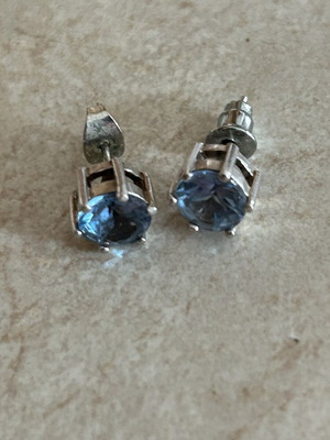 Earrings with blue zircon like new