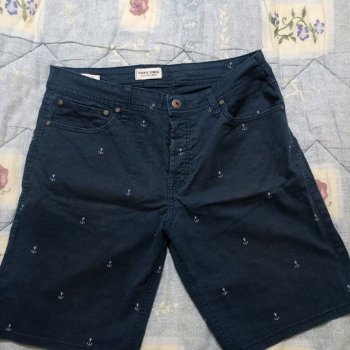 Jack & Jones men's shorts used with anchor patterns navy blue size 30-32