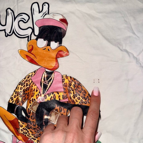 Money Duck T shirt used, white, size S