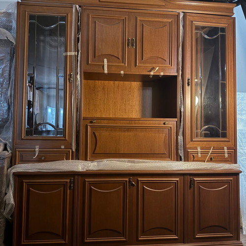 Neoclassical living room unit new, solid walnut wood