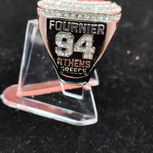 Olympiacos Euroleague basketball ring with deluxe wooden case, new