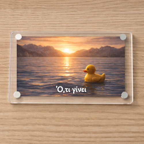 Acrylic fridge magnet "Whatever happens" new, Funny Duck Meme