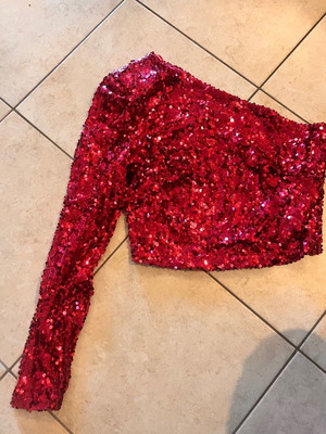 Fuchsia sequin top with one shoulder new