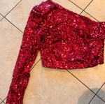 Fuchsia sequin top with one shoulder new