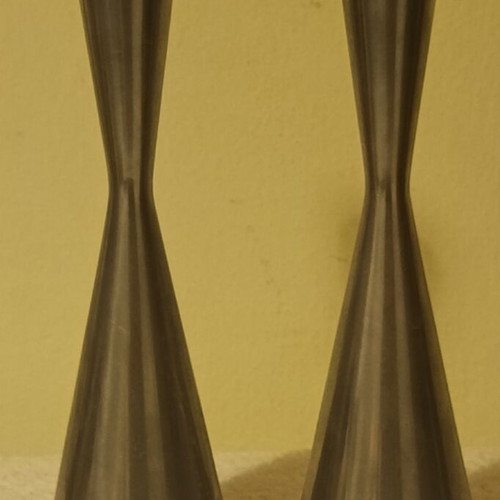 Set of 2 candlesticks silver color new, length 19 cm