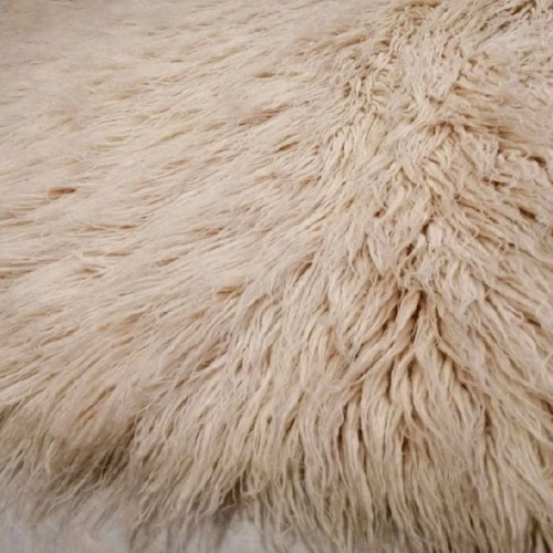 Handmade white flokati rug used, size 1.80x2.20