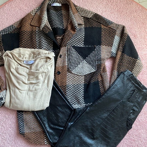 Toi&Moi set of 3 pieces like new, overshirt, blouse and leather pants