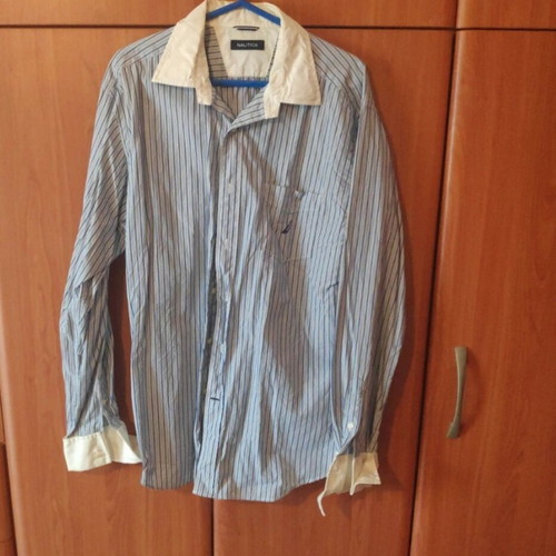 Nautica men's shirt size L like new, white and blue