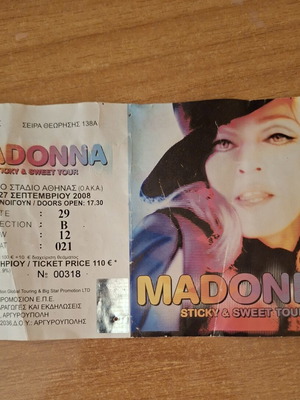 Madonna Sticky and Sweet concert ticket used from Athens 2008