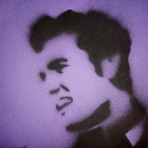 Elvis Presley stencil art on purple paper like new