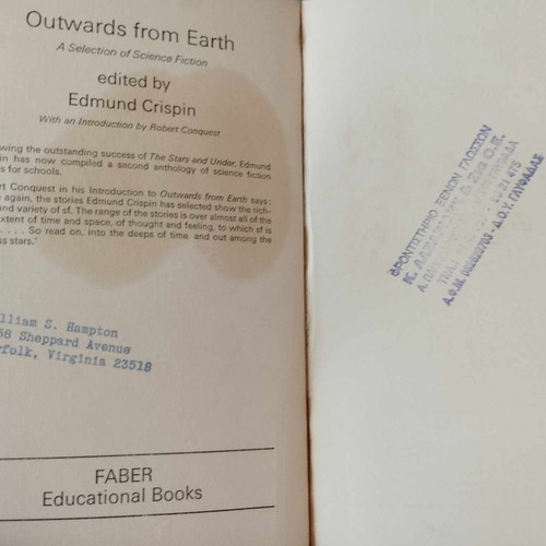 Outwards From Earth book used, a selection of science fiction