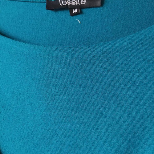 Lussile long-sleeve blouse petrol with diagonal design, size M like new