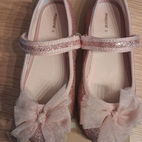 Mayoral pink glitter ballerinas with bow, size 30