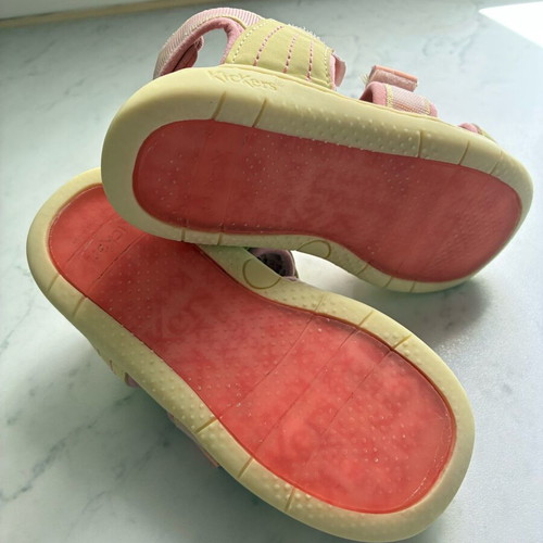 Kickers sandals used, size 25, pink and yellow