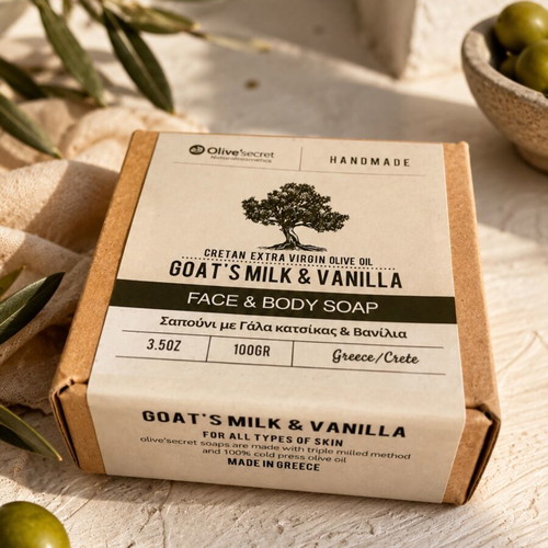 Olive's Secret Handmade Face Soap with Goat Milk and Vanilla, New