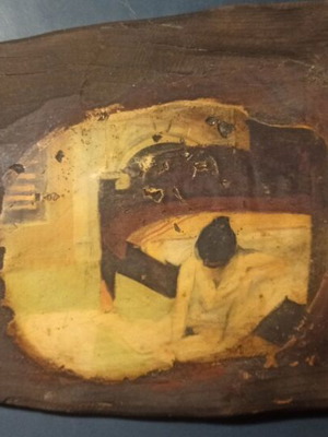 Hopper Girl in Room Art Print on Old Wood, Like New