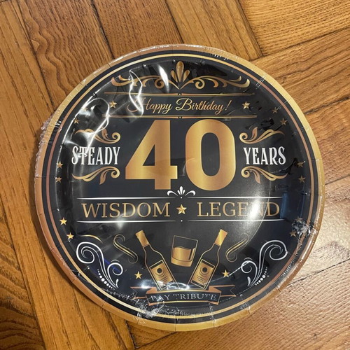 Small paper birthday plates 40 years, pack of 10, new anniversary