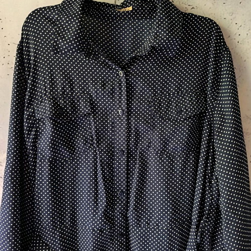 Women's semizie dress like new, dark blue with white polka dots, size L
