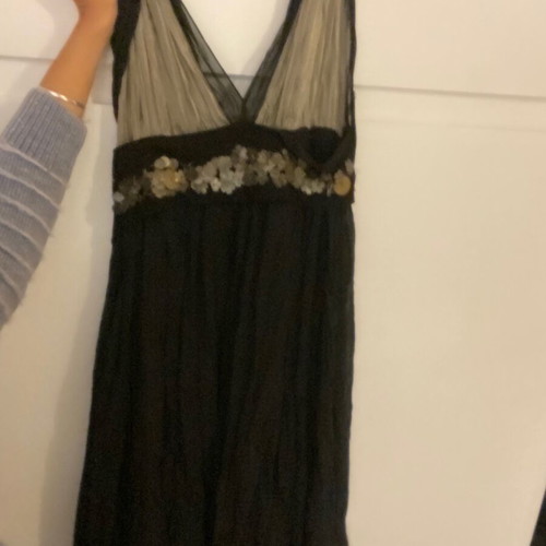 Evening dress large/medium like new with sequins and neckline