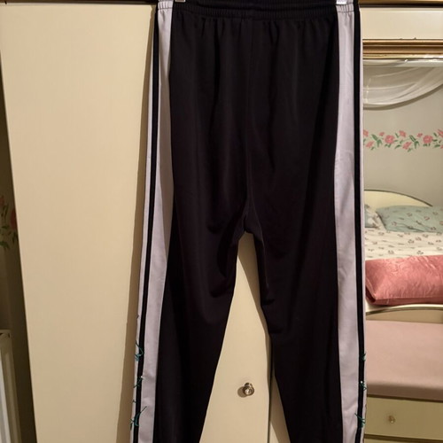 Adidas pants used with minor sewn detail, black and white, size S