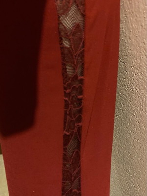 Benissimo Set with Bell-Bottom Pants and Lace Burgundy Top Like New
