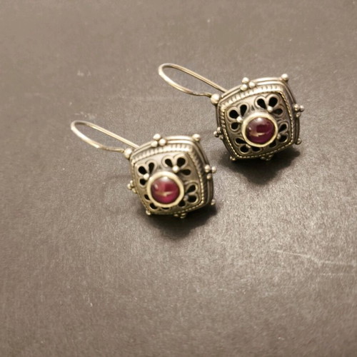 Byzantine handmade earrings with pink tourmaline like new