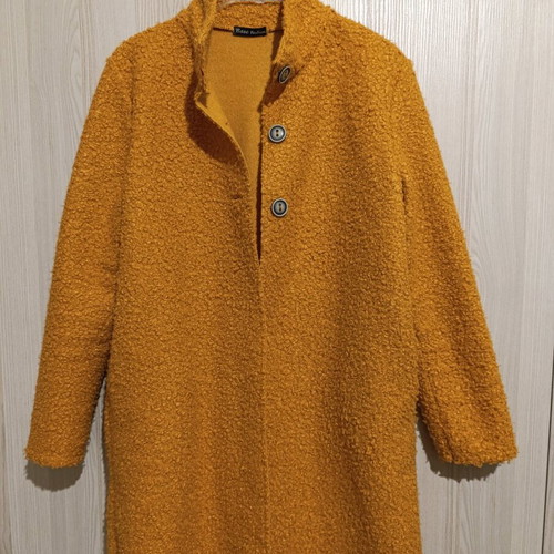 Bouclé women's coat like new, size L, yellow