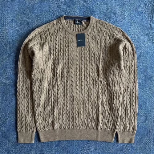 Hackett London Cable Crew Lambswool Pullover new, beige, sizes L/XL