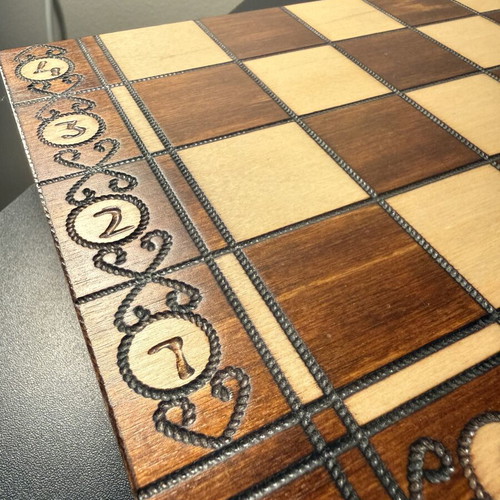Handmade wooden chess set like new with folding board