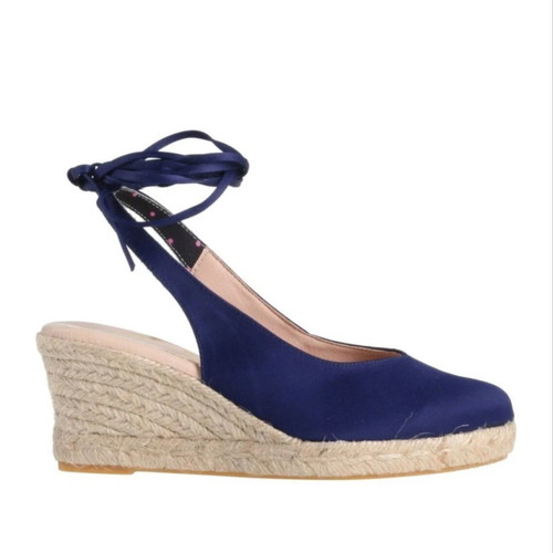 CUPLE women's satin platform espadrilles blue EU38 US8 UK5 new